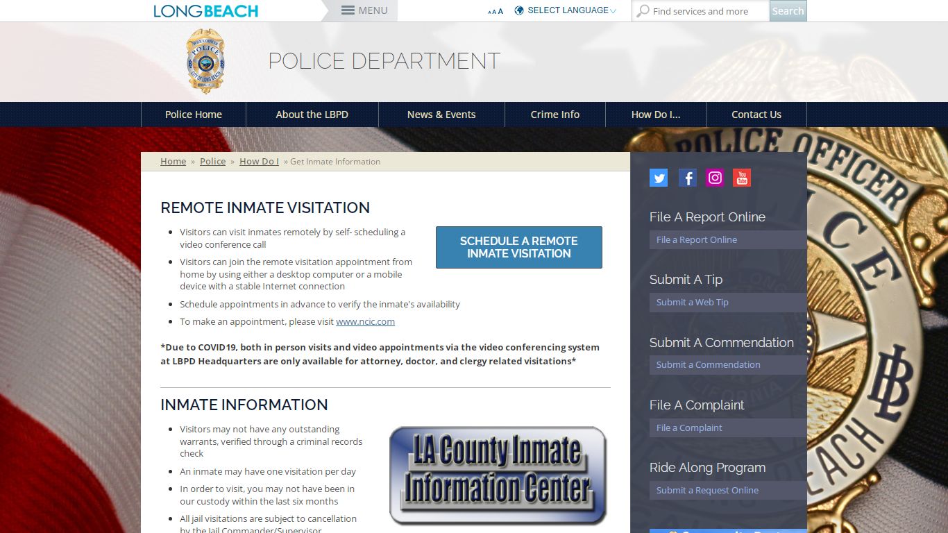 Get Inmate Information - Long Beach, California